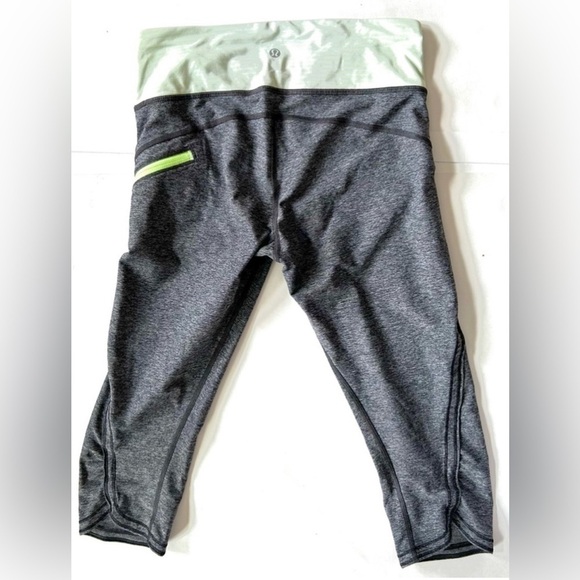 LULULEMON Run a Marathon Crop grey green band pocket size 6 leggings pants - Picture 6 of 8
